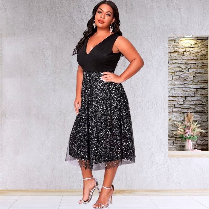 black sequin party dress