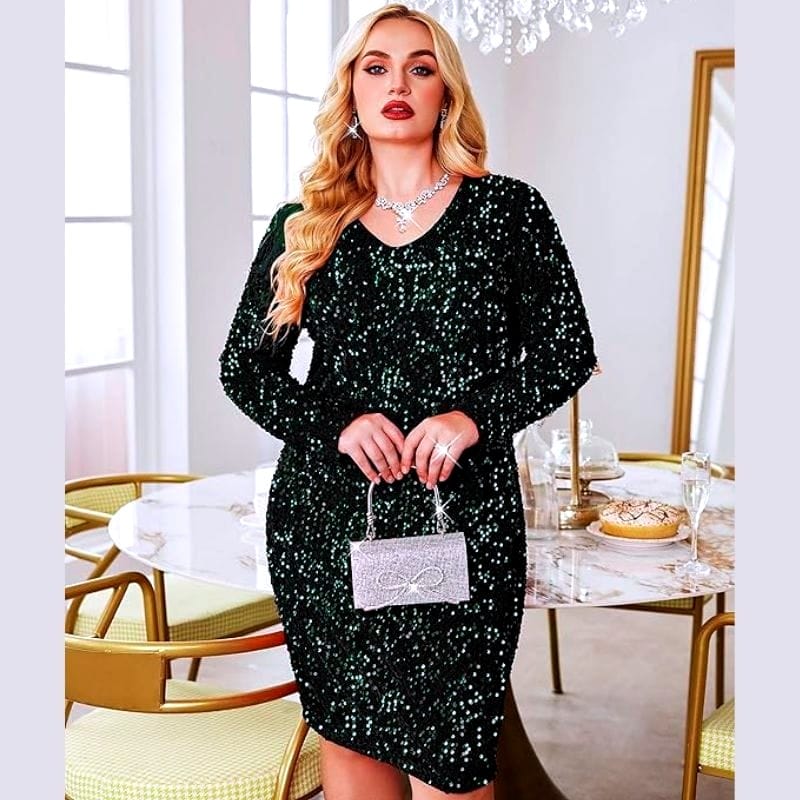 black sequin party dress