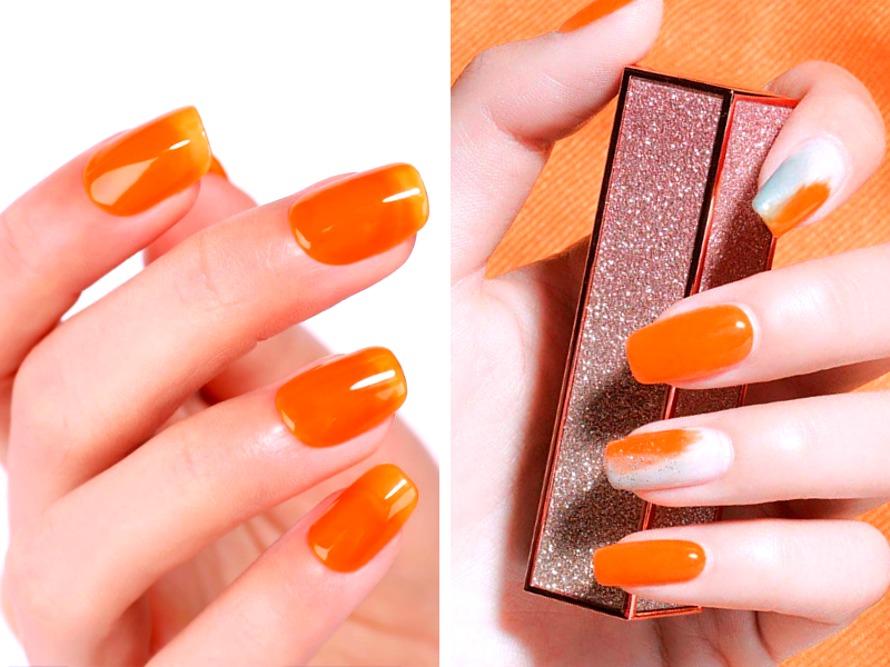 Can I create nail art designs with neon orange nails?