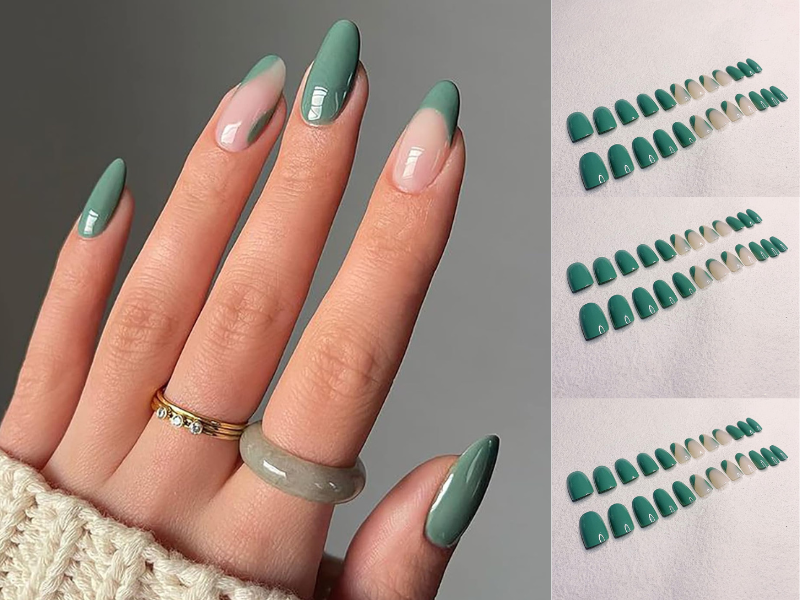 Can I customize green press-on nails