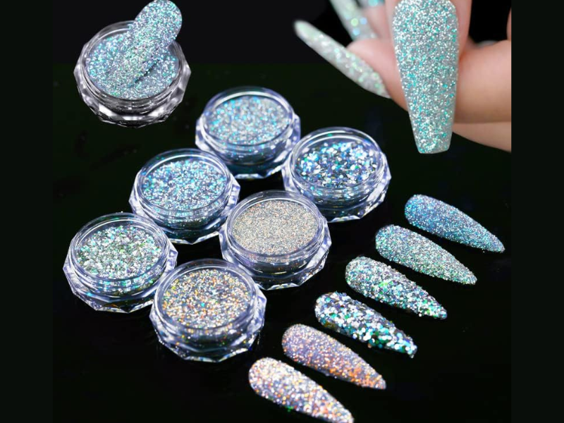 How to apply glitter powder to gel nails