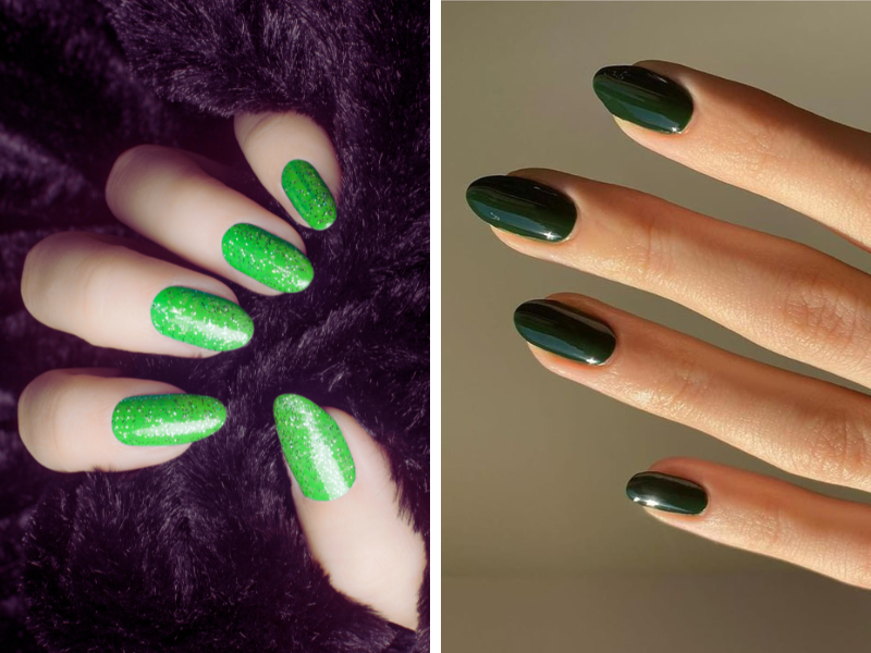 What are green press on nails made of