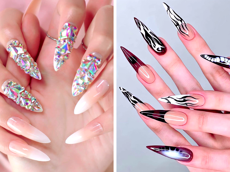 What defines ombre stiletto nails