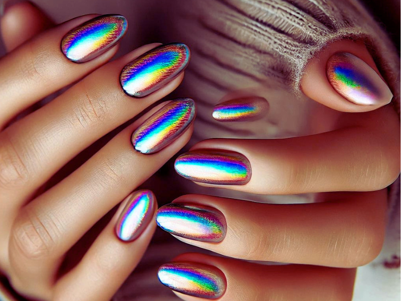 holographic vs iridescent nail polish