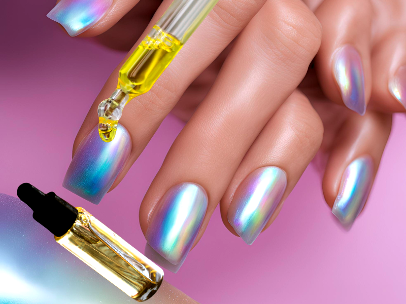 moisturize iridescent nails