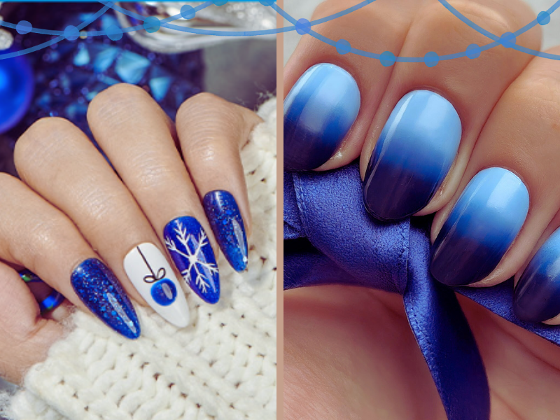 winter blue nails