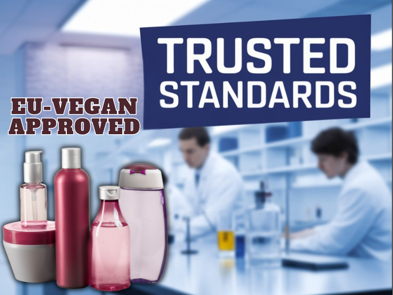 EU-vegan approved haircare products meet trusted European standards in lab testing.