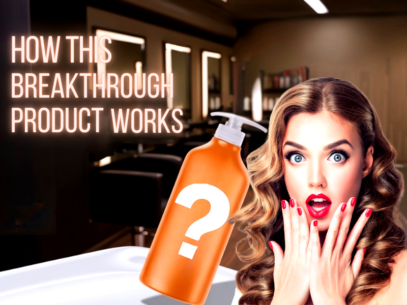 Surprised woman with mystery haircare bottle – discover how this breakthrough product transforms weak hair