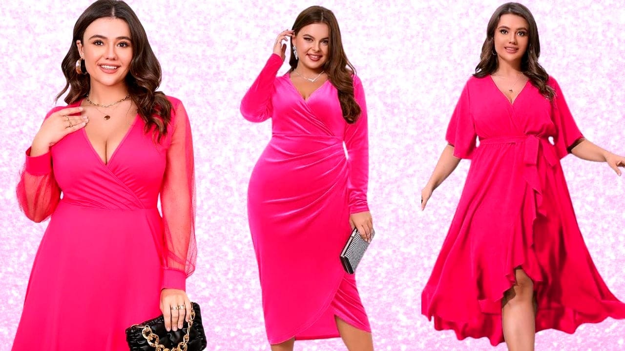 hot pink plus size dress