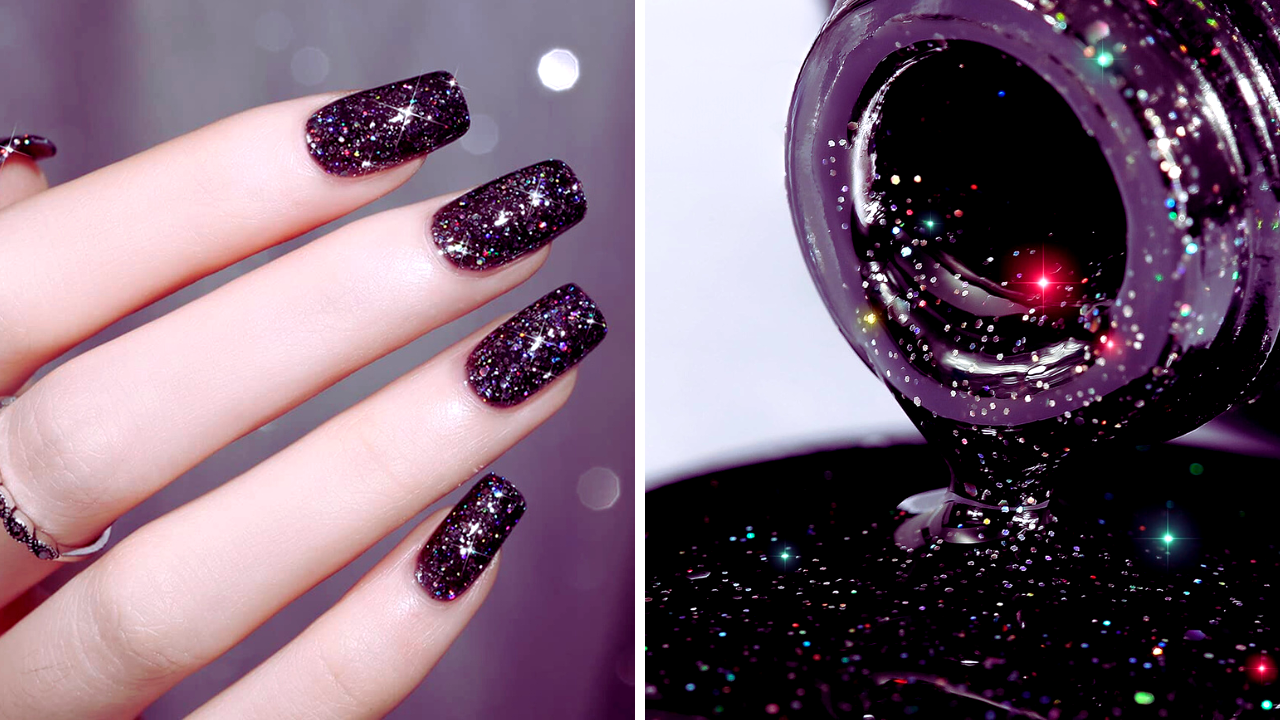 what are different types of black glitter nail polish