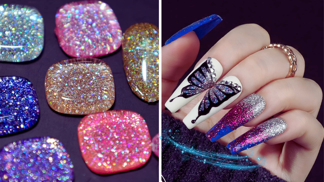 How to apply glitter powder to gel nails