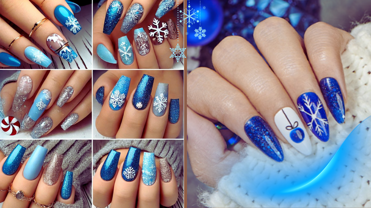 winter blue nails