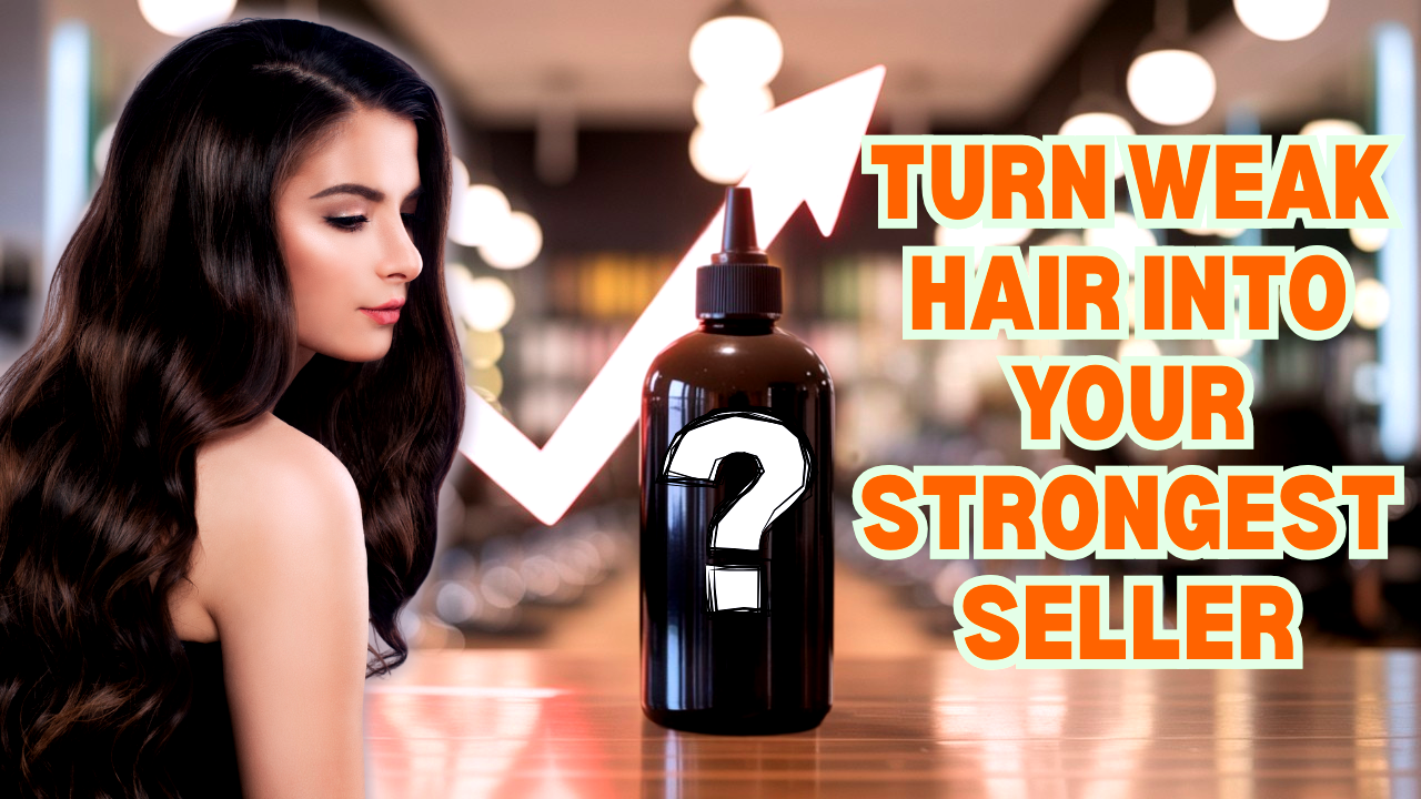 Mystery haircare bottle and beautiful hair – boost salon sales with a powerful solution for damaged weak hair.
